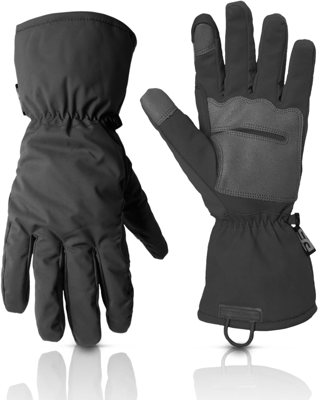 Glove Station Summit Tactical Gloves - Hunting Gloves Touchscreen Compatible PU Leather Palm Gauntlet Cuffs Brushed Polyester