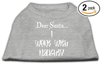 Mirage Pet Products 16-inch Dear Santa I Went with Naughty Screen Print Shirts for Pets, X-Large, Grey