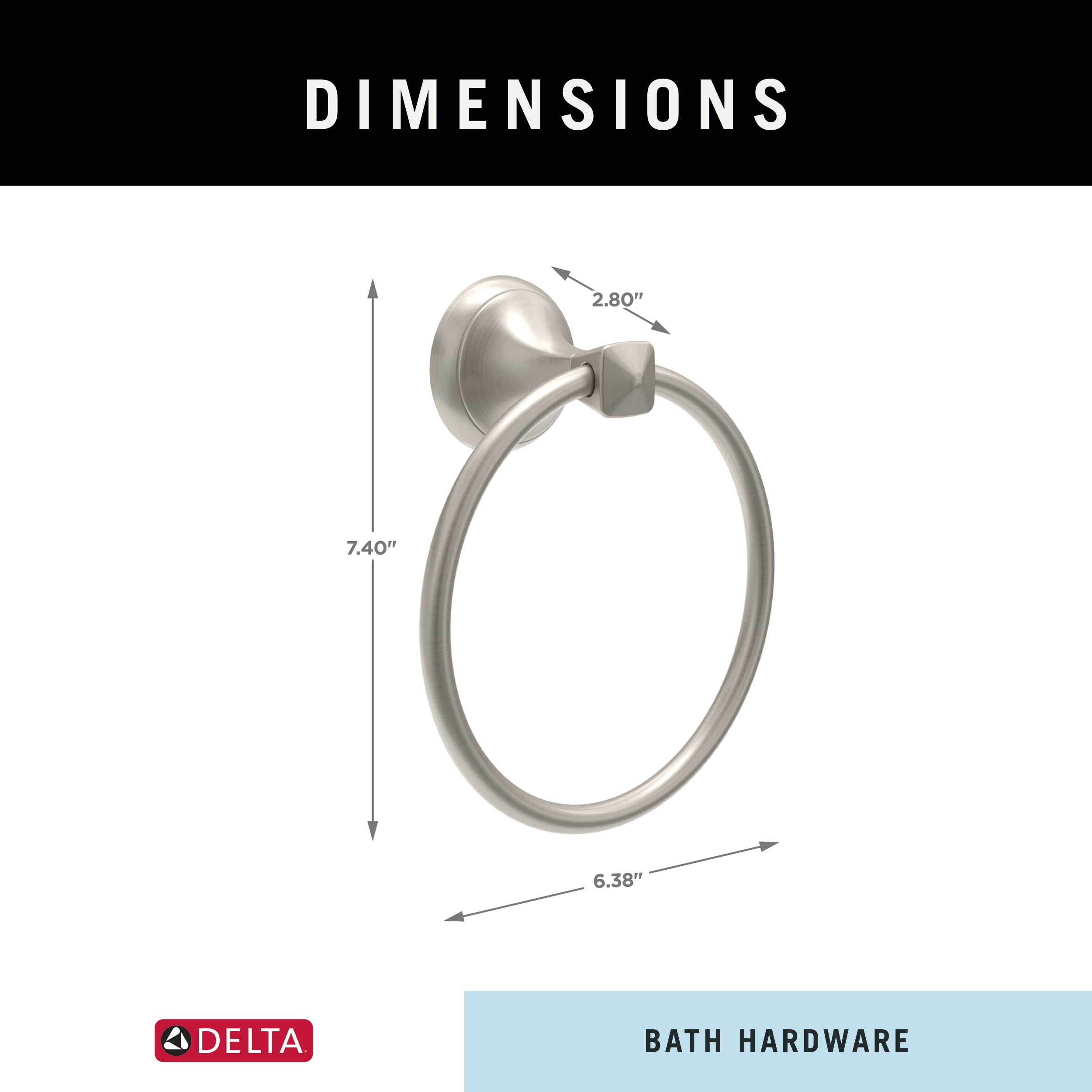 Delta Brushed Nickel Hand Towel Ring - Modern Bathroom Hardware -9 Delta Brushed Nickel Hand Towel Ring - Modern Bathroom Hardware -9