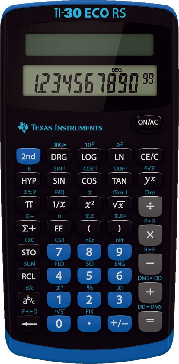 Texas Instruments TI-30 ECO RS Taschenrechner – wissenschaftlicher Taschenrechner für Schule, solarbetrieben & umweltfreundlich, inkl. Schutztasche