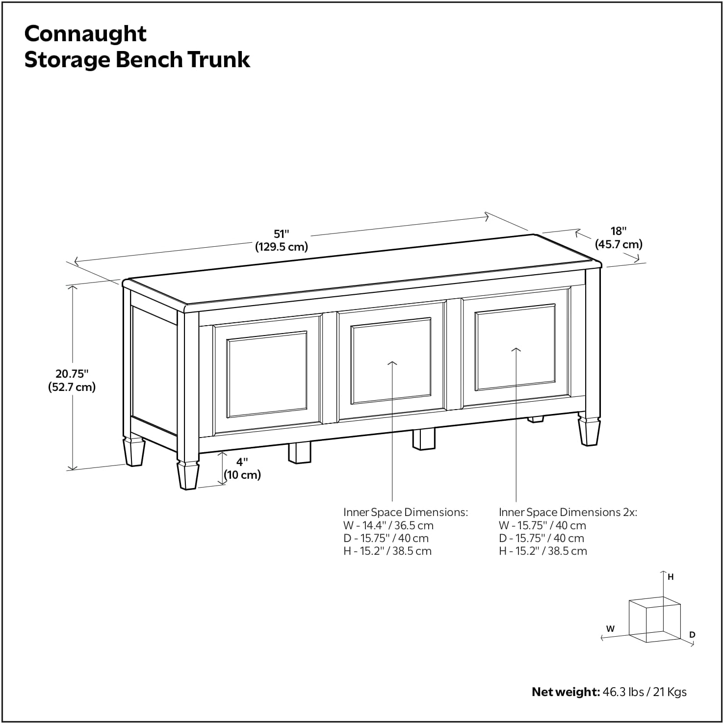SIMPLIHOME Connaught Storage Bench - 51 inch Wide Solid Wood Trunk Bench in Black, Traditional Bench for Entryway with Lift-Up Lid and 3 Hidden Compartments