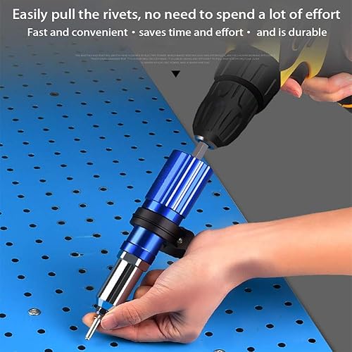 Miniatura 8 de Kit adaptador de pistola de remache, herramienta de cabeza de pistola remachadora para taladro inalámbrico, con 4 cabezales de remache/mango
