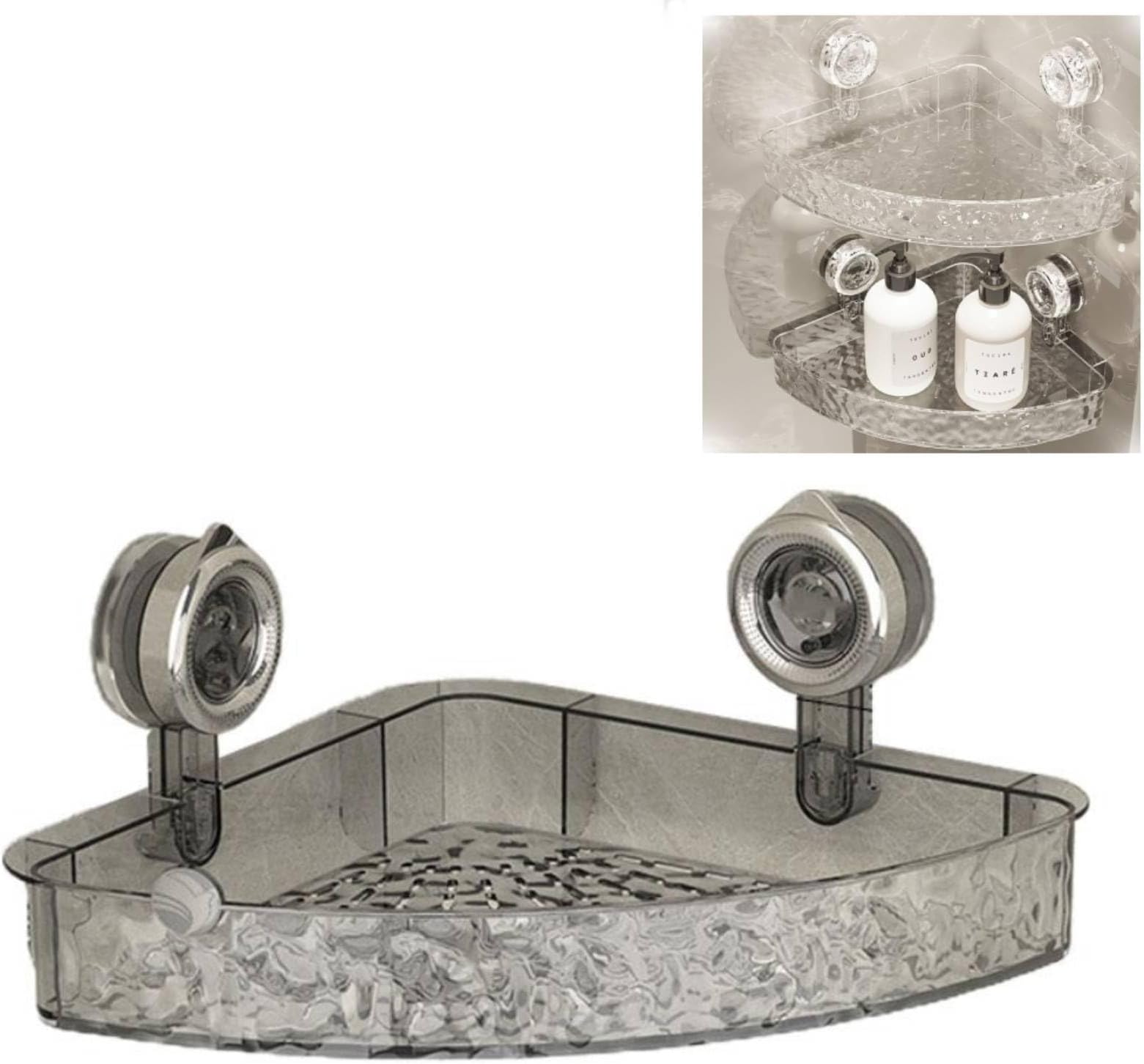 Generic No Drill Clear Wall Caddy, Bathroom Storage Shelf, Acrylic Transparent Shower Storage, Minimalist Style