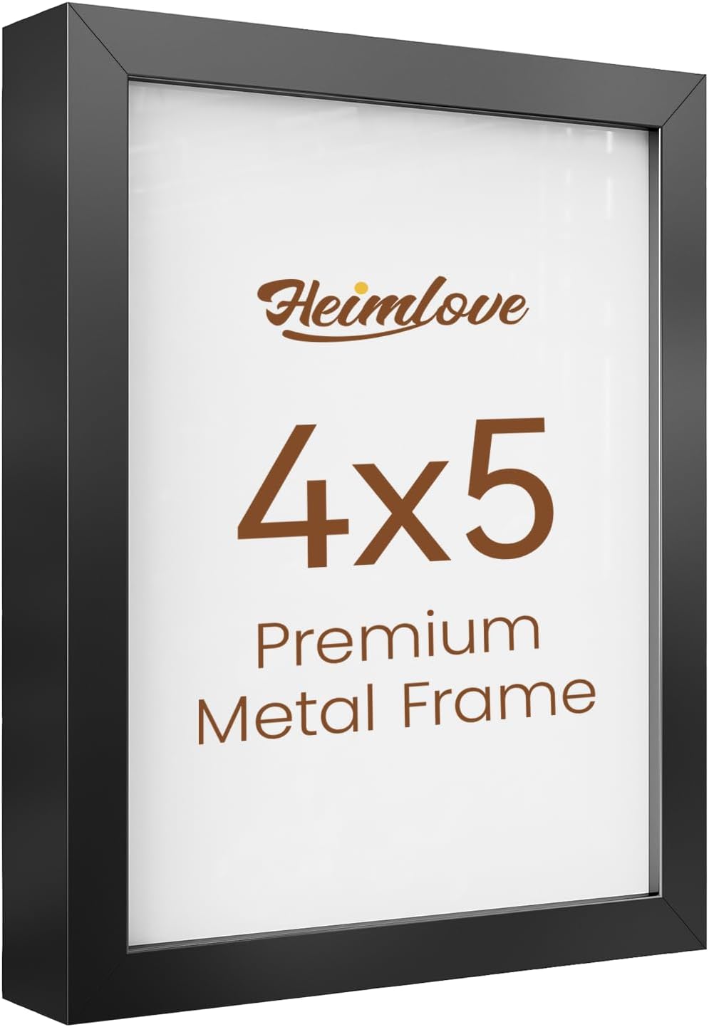 Heimlove 4x5 Metal Picture Frame,Black Aluminum Photo Frames-Real Tempered Glass,Tabletop Display,Mounting Horizontally or Vertically Decor for Wall-1Pack Black-1Pack 4x5