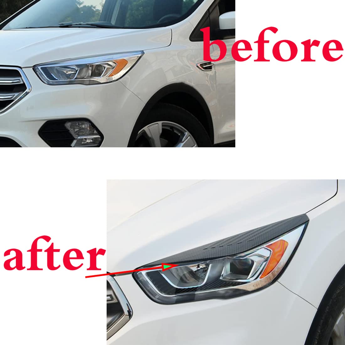 Faro Sopracciglio Copertura del Sopracciglio Palpebra Anteriore Sopracciglia per Kuga/Escape 2017-2019 Adesivo Decorativo per Fanale Accessori Auto