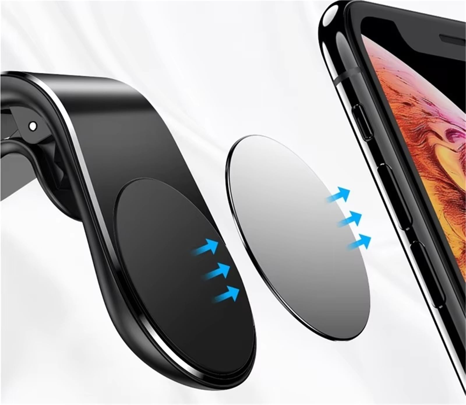 para iPhone Accesorios Universales Soporte Magnético Eléfono Automóvil Soporte Clip Ventilación Aire Teléfono Celular Cuna Soporte Móvil Coche(Silvery)