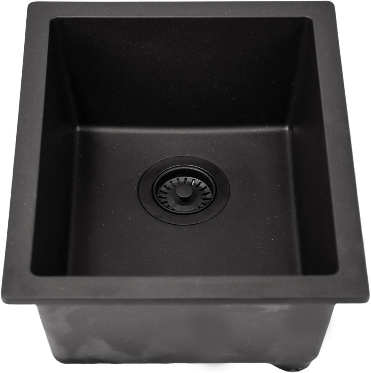 Nantucket Sinks Matte Black Bar Sink – 18" Small Kitchen Sink for Wet Bar & Prep Area, Granite Composite, Undermount or Drop In, Made in Europe – Heat & Stain Resistant – Rockfort Collection PR1815-BL