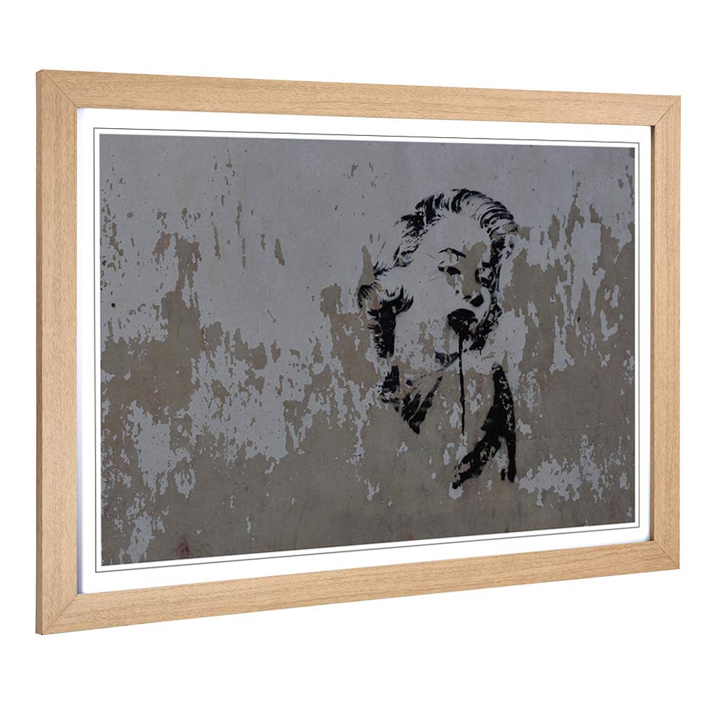 Big Box Art Framed Print of Marilyn Monroe Graffiti Design | Wall Art Picture | Home Decor for Kitchen, Living Room, Bedroom, Hallway, Oak, A2 / 24.5x18 Inch / 62x45cm