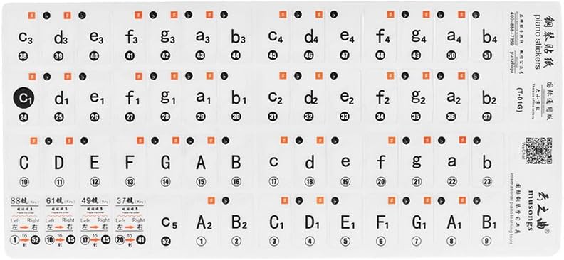 Festnight - Pegatinas de notas musicales para teclado de piano (extraíble)  : Amazon.es: Libros