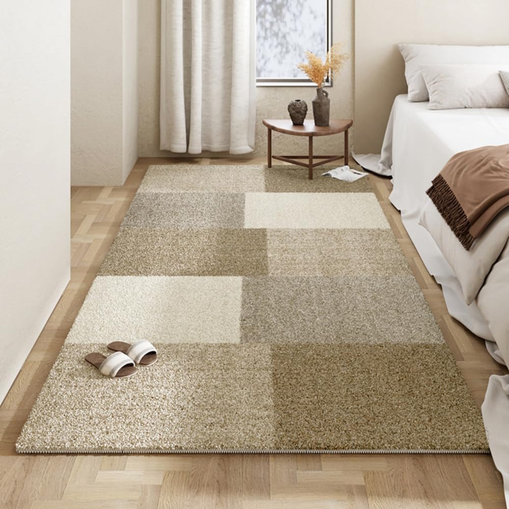 Tapis de luxe beige crème avec motifs géométriques raffinés pour intérieur chic YHT078