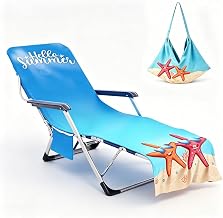 Protective Cover Garden Lounger Terry Towelling Towel for Sun Lounger with 2 Pockets | Soft terry cloth cushion for garden lounger and deck chair. Beach towel with bag, perfect for beach, swimming pool and patio