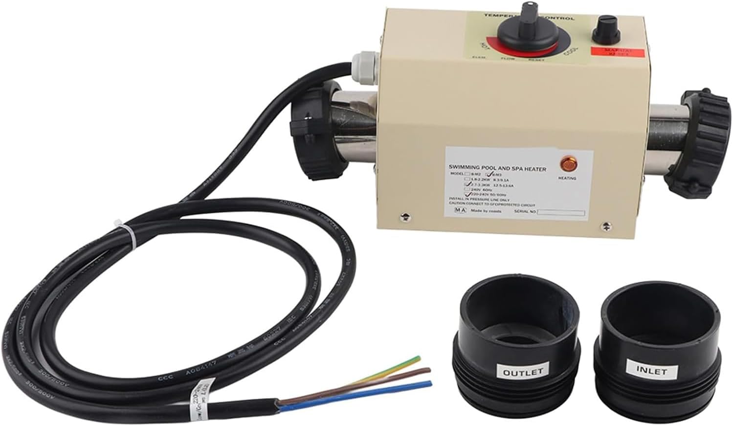 3KW 220V Electric Pool Heater - Mini Thermostat Heater for Swimming Pools, Hot Tubs, and Spa Baths for Ultimate Relaxation