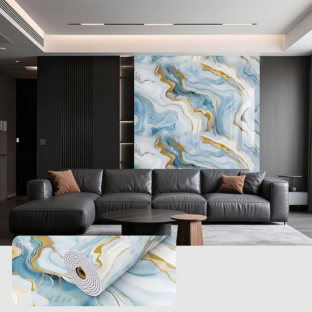 Blaward Marble Wallpaper Self Adhesive Wallpaper 40cmx3m Waterproof Peel and Stick Wall Paper Stick On Marble Vinyl Wrap for Living Room Bedroom Kitchen Bathroom (A12)