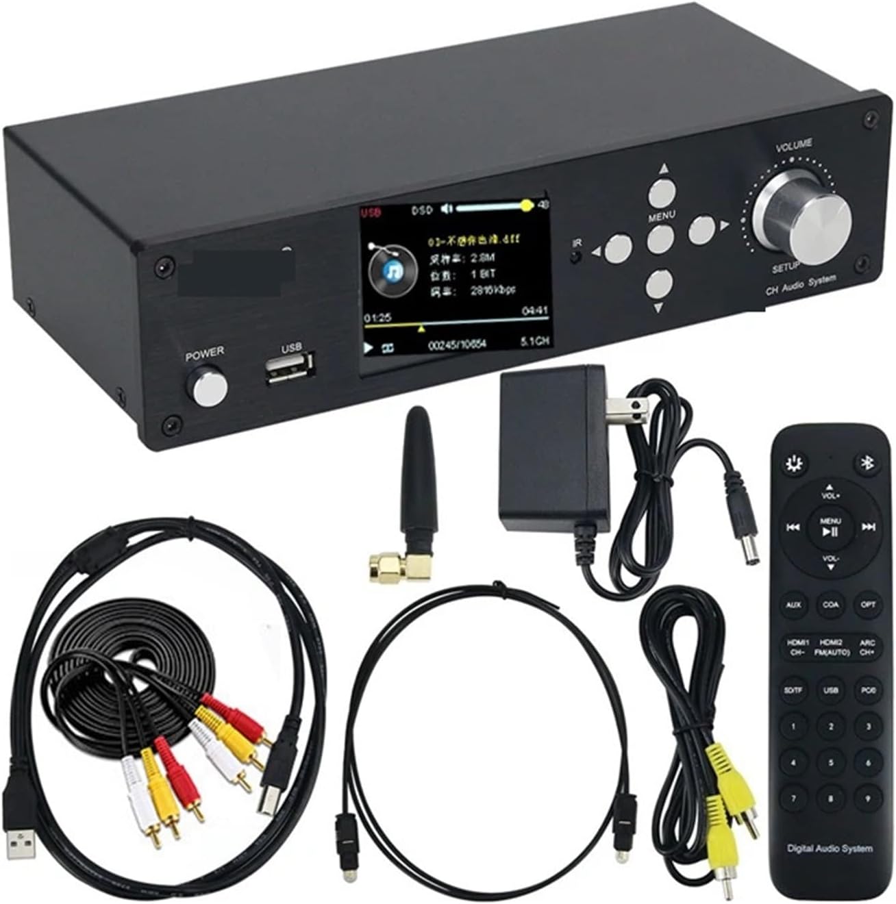 Digital 5.1 Decoder Digital to Analog Audio Converter HDMI2.0 Switch SPDIF Coaxial5.0 ARC PC-USB Drive Input(CS4354 US Plug)