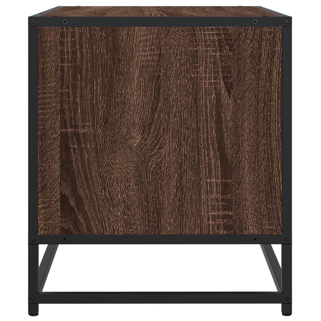 Mobile TV marrone effetto rovere, 120,5 x 40 x 46 cm, in legno e metallo, con vano portaoggetti, per soggiorno, camera da letto, home theater, ripiano stabile, canalina per cavi