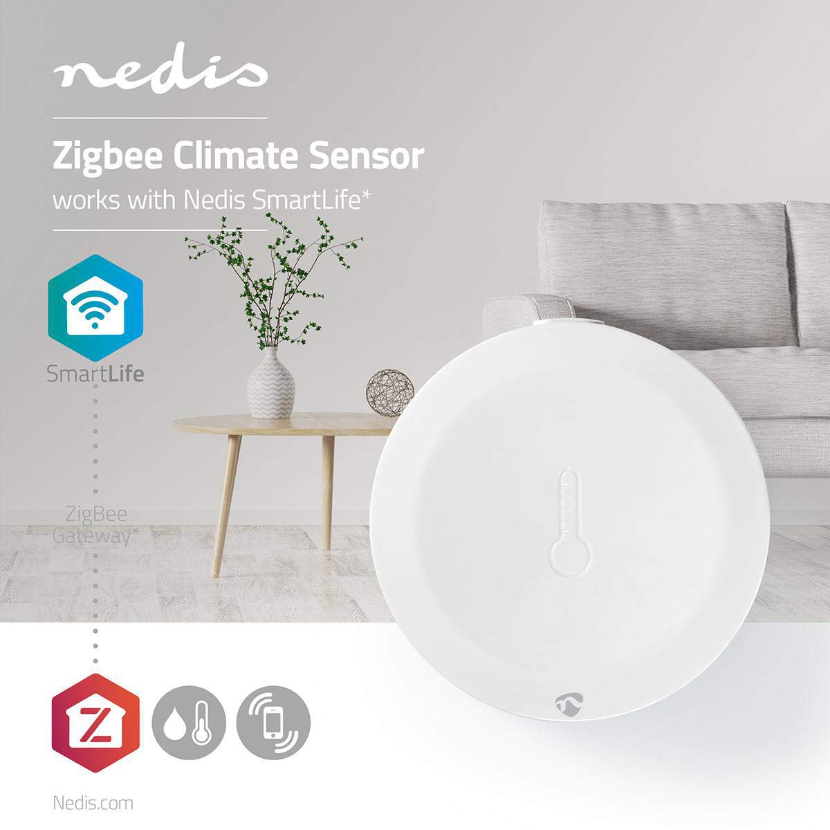 Smart Climate Sensor | Zigbee 3.0 | Battery Powered | AndroidT/IOS | White