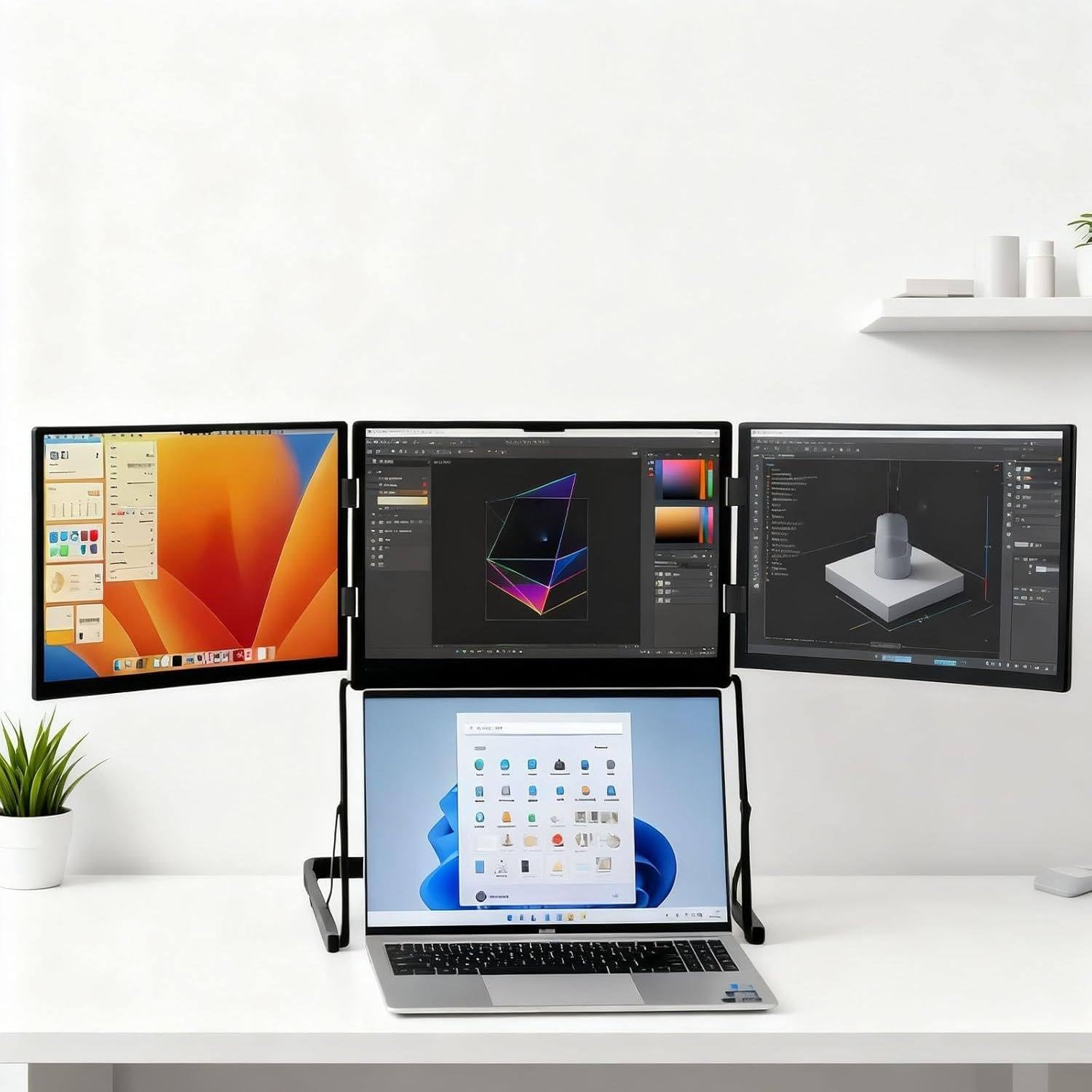 15,6-calowy, potrójny przedłużacz ekranu laptopa IPS 1080P FHD, przenośny, potrójny monitor do laptopa, USB-C i HDMI, funkcja Plug & Play, kompatybilny z systemami Windows i Mac