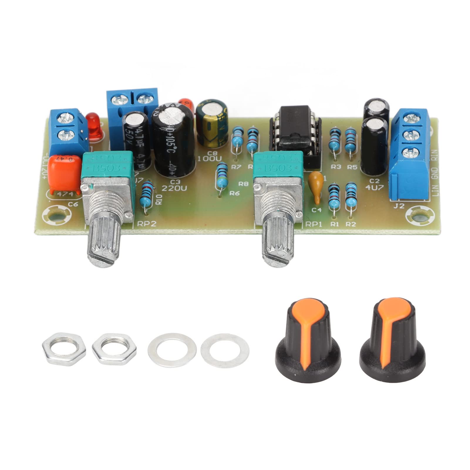 Annadue Placa de Preamplificador, Placa de Preamplificador de Subwoofer de Fuente de Alimentación única de 12 V, Módulo de Preamplificador de Audio Estéreo, Placa de Filtro de Paso bajo HiFi.