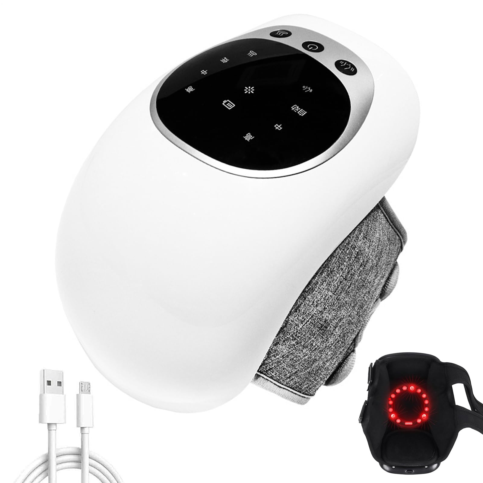 Masajeador para rodillas portátil – 3 niveles eléctrico pantalla LED banda calefactor,masajeador eléctrico para rodilla con vibración ajustable y calentamiento – Para abuela, abuelo, madre y anciano