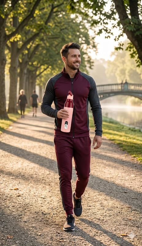 Image of 1000 ML Insulated Inner Stainless Steel Water Bottle, 1000-700 ml, | Leak Proof | Hot & Cold | Easy Grip and Carry,|Pink Tharmal Bottle|1433