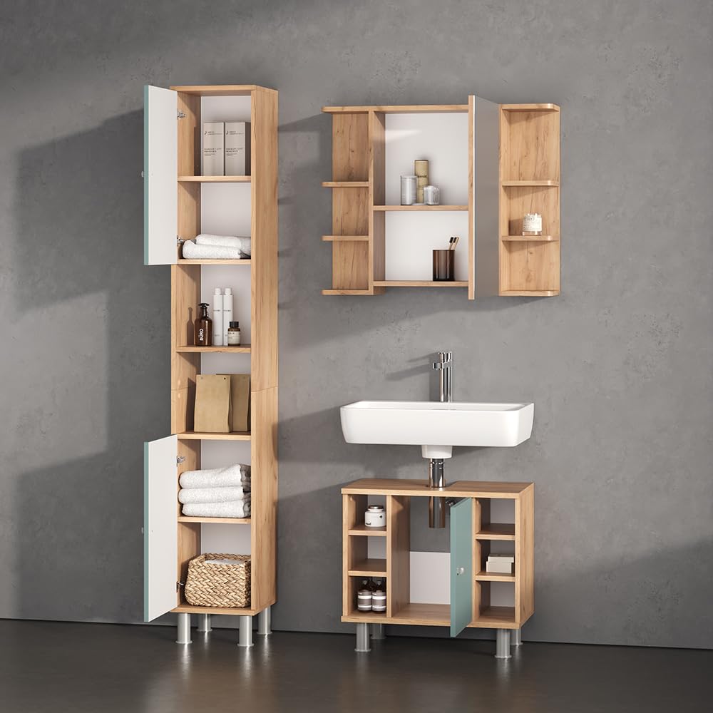 Livinity Specchio contenitore bagno Fucino, Rovere, 79.6 x 64 cm