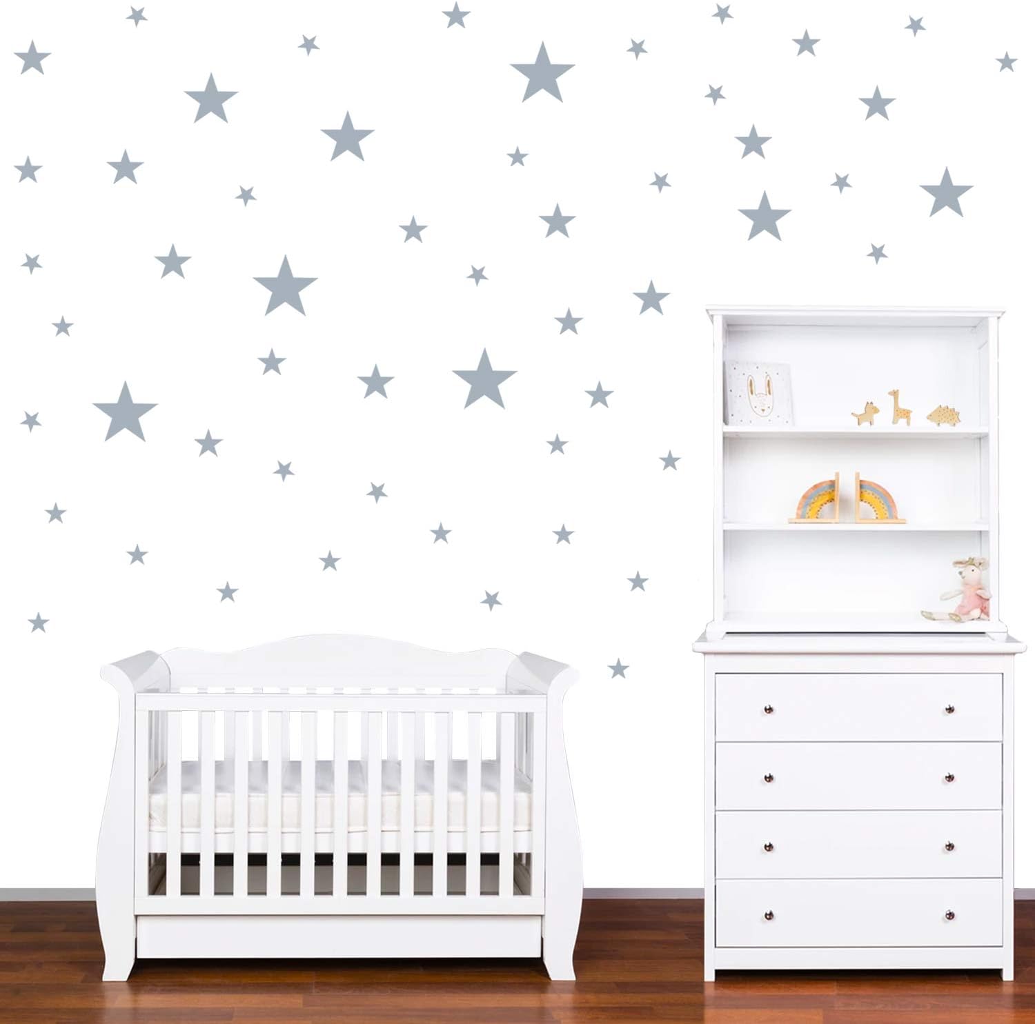 PREMYO Set of 54 Star Wall Stickers Kids - Nursery Decor Easy to Apply - Decals for Bedrooms for Girls Boys Grey - Image 5