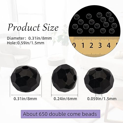 Miniatura 5 de Cuentas de cristal de bicona 10 hebras 650 cuentas de cristal facetado de 0315in para kit de fabricación de joyas pulseras anillos arte y