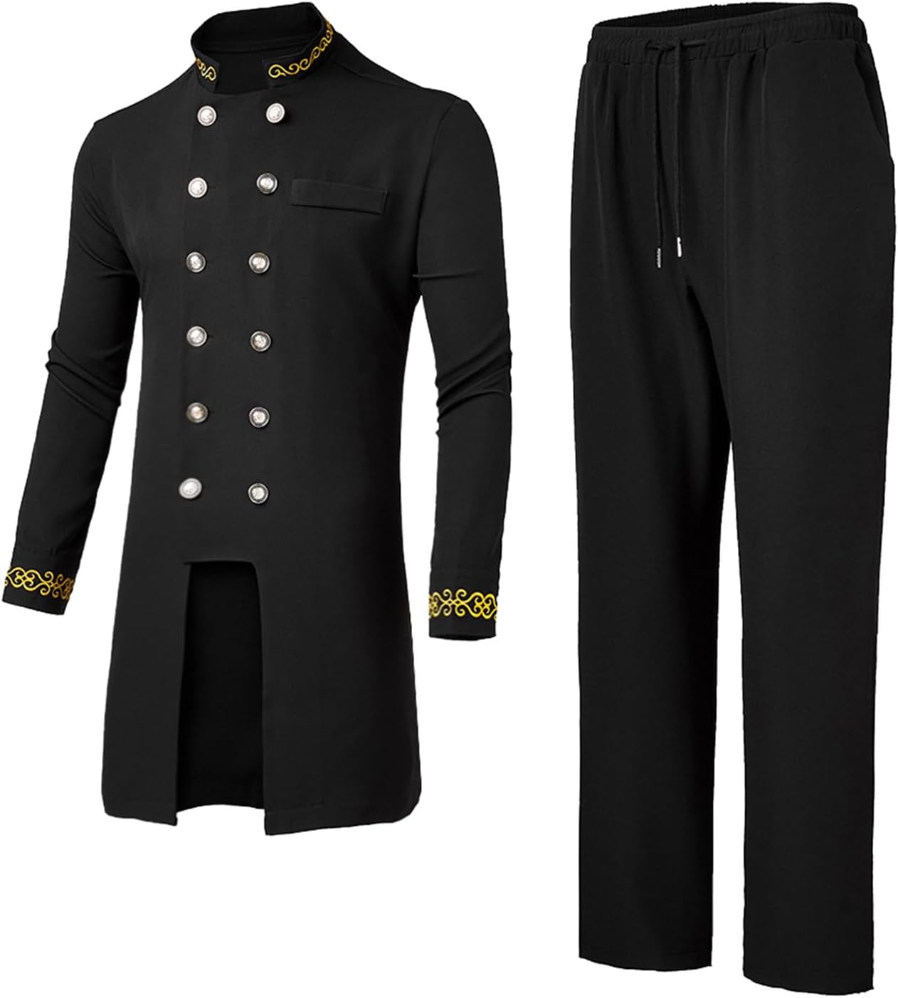 Men's Fashion Outfits 2 Piece Set Attire Tracksuits Oversized Dashiki Shirt Pants Plus-Size Clothing for Fat Guy