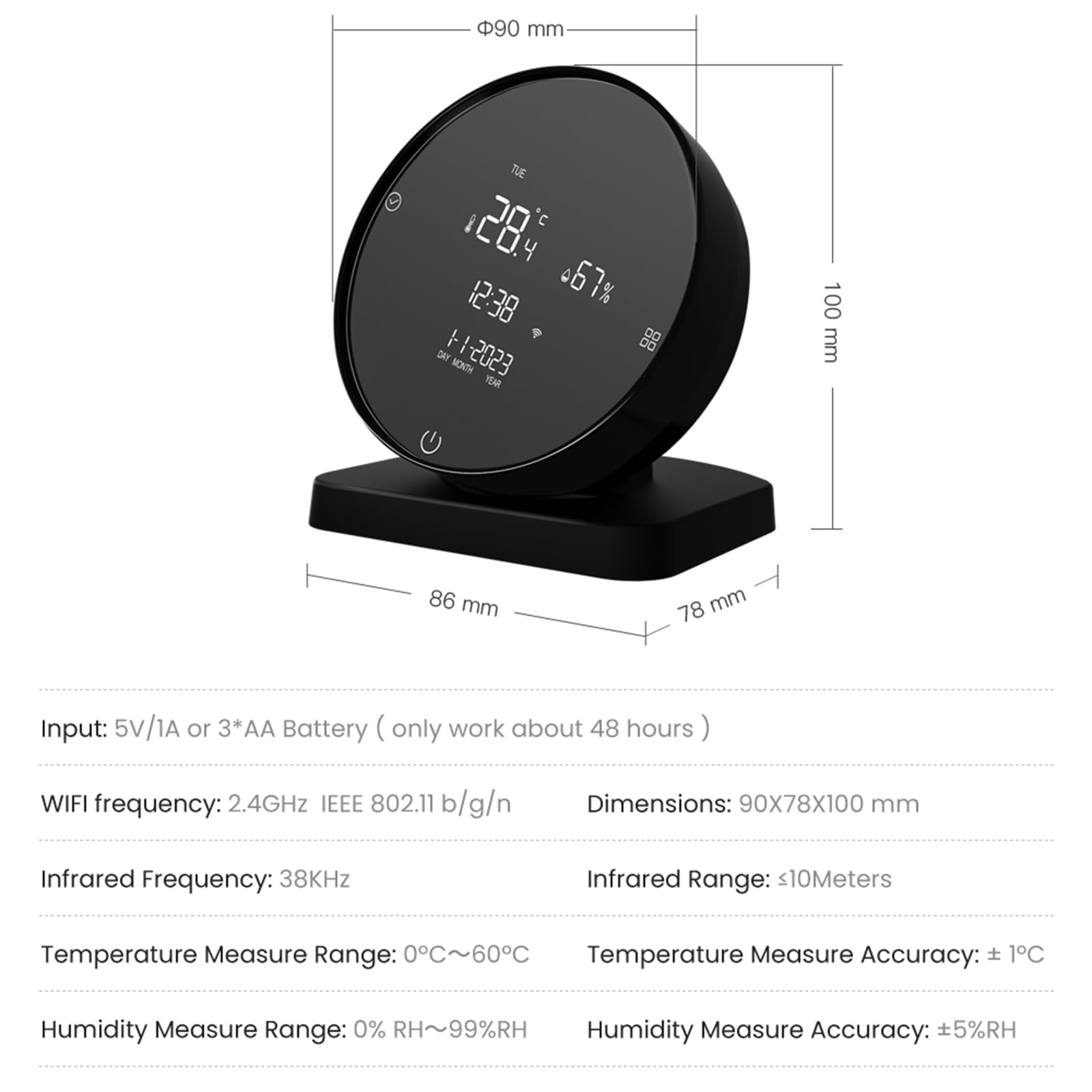 WiFi Digitale Temperatura Interna e Igrometro Display LCD Igrometro Universale Termometro Monitor per Serra Domestica Remoto con Sensore Timer Compatibile con Alexa e Google