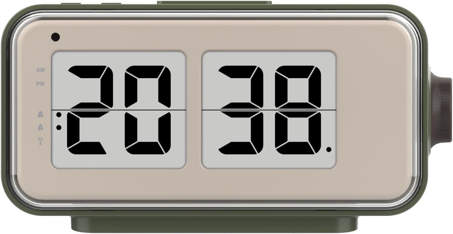 Technoline WT270 budzik w stylu retro – DCF77 budzik radiowy w stylu Flip Clock, 2 alarmy z funkcją drzemki, wskaźnik temperatury wewnętrznej, kalendarz, podświetlenie tła i światło nocne, zasilanie