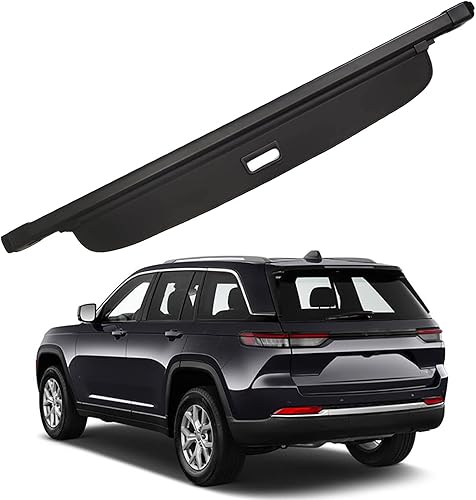 Miniatura 5 de kaungka Funda protectora de carga compatible con Jeep Grand Cherokee 2022 2023 de 5 asientos (2 filas WL) 4XE Durable Black Rear Trunk Shield