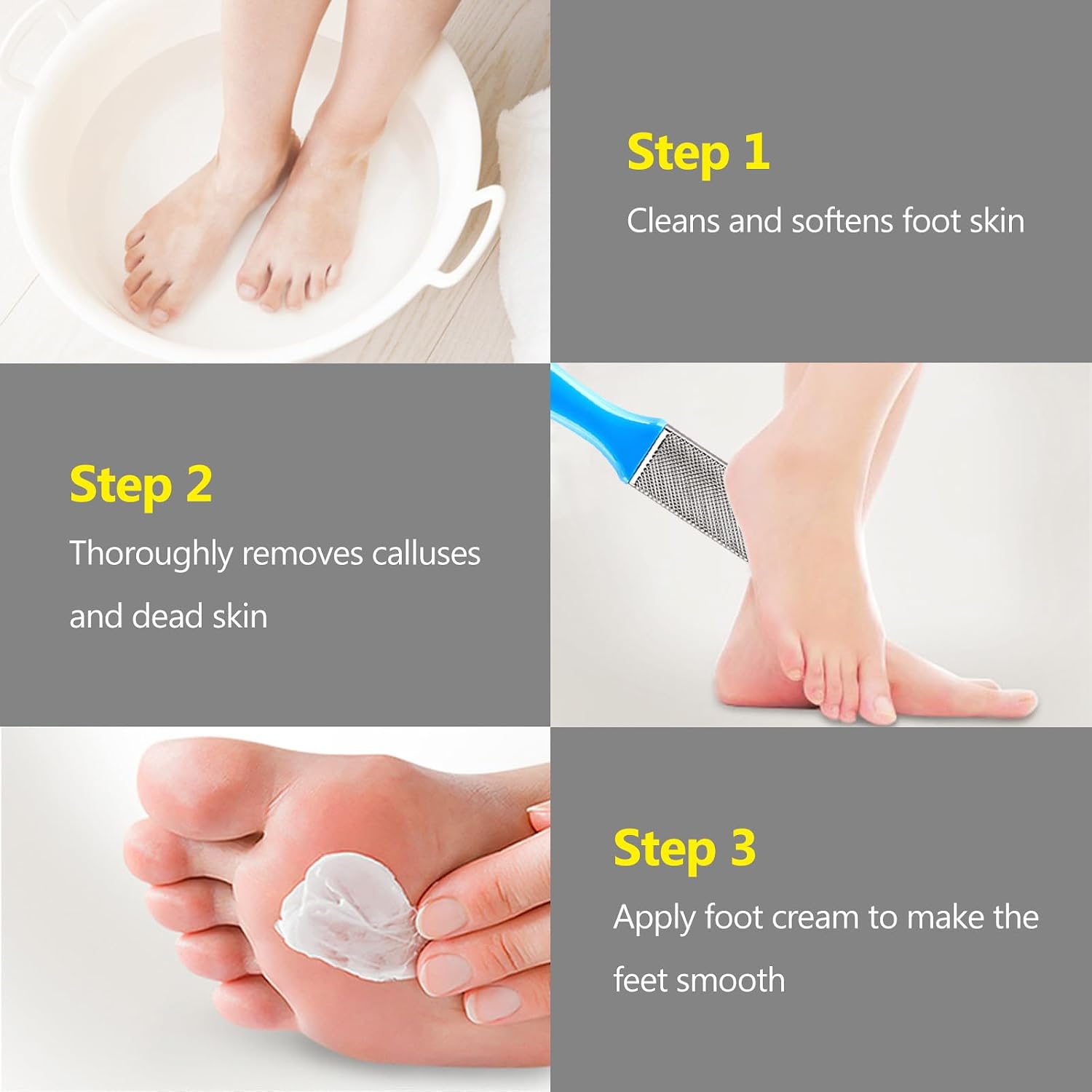 4 Pcs Pedicure Foot Files Callus Remover with Double Sided Feet Rasp for Dead Skin - Professional Foot Care Tools to Removes Hard Skin Corns for Dry and Wet Feet
