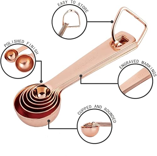 Miniatura 3 de Juego de cucharas medidoras de metal de acero inoxidable 188 resistentes para seco o líquido, cucharada medida para hornear, cabe en tarro de