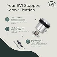 Vista 2 de Topes de puerta EVI Tope de puerta de acero inoxidable - Cierre de tornillo - Protector de goma negro - Tope de puerta de 0.79 x 0.99 pulgadas