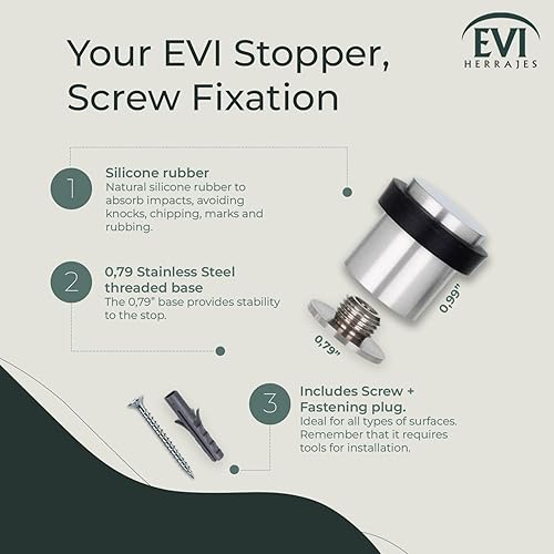 Miniatura 2 de Evi Herrajes  Tope de puerta de acero inoxidable  W 0,79 pulgadas h0,99 pulgadas  Alta calidad y duradero  Fijación de tornillo  Protección de