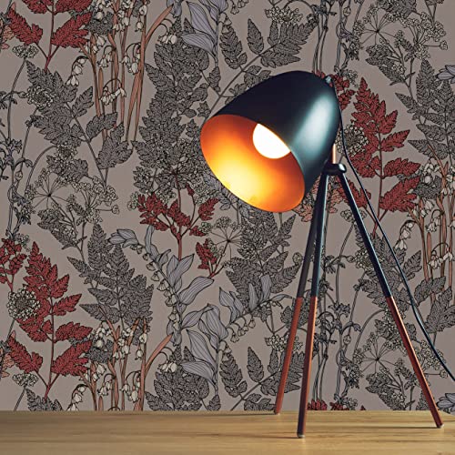 Tadessi - Tapete Wald und Blätter Camilla M1-No561 Vliestapete Beige Grau Blumentapete Wohnzimmer Schlafzimmer Küche - Beige