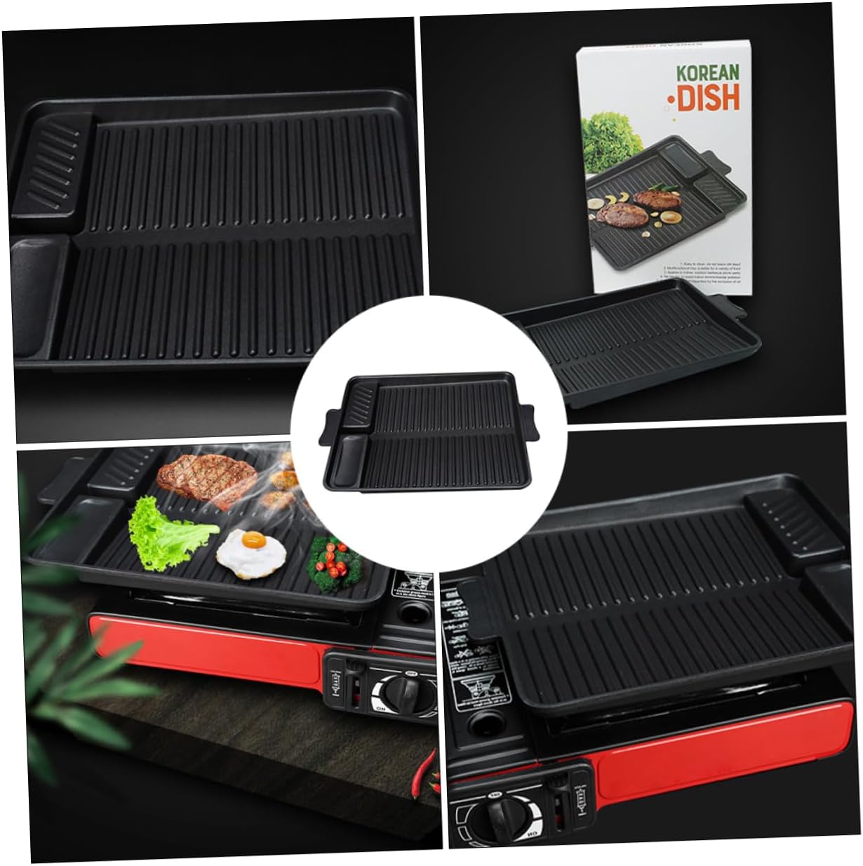 Generic Outdoor Rectangular Bakeware Bbq Griddle Pan Non-stick Barbecue Plate Grill Plate Easy to Clean Dishwasher Safe Perfect for Bbq Parties