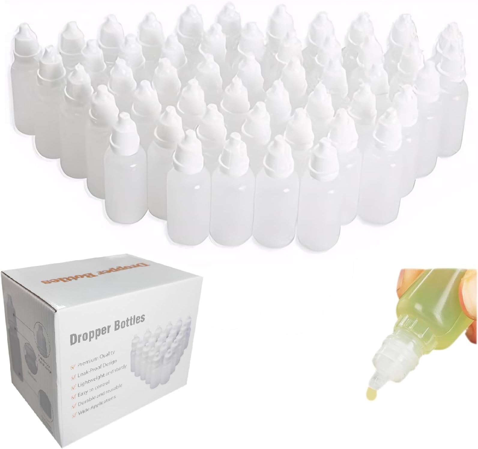 Eldwivz Plastic Eye Dropper Bottle: 50 pcs 10 ml Empty Small Squeeze Bottles For Oil Ear Paint Liquid