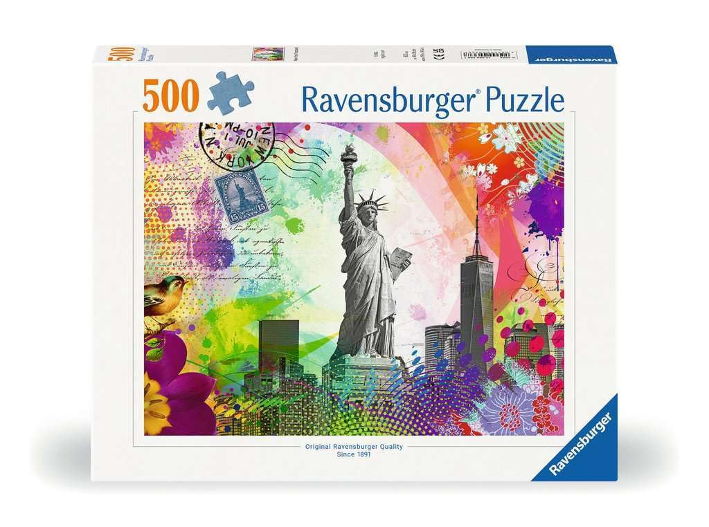 Ravensburger New York Postcard 500 Piece Jigsaw Puzzle for Adults - 12000368 - Handcrafted Tooling, Made in Germany, Every Piece Fits Together Perfectly