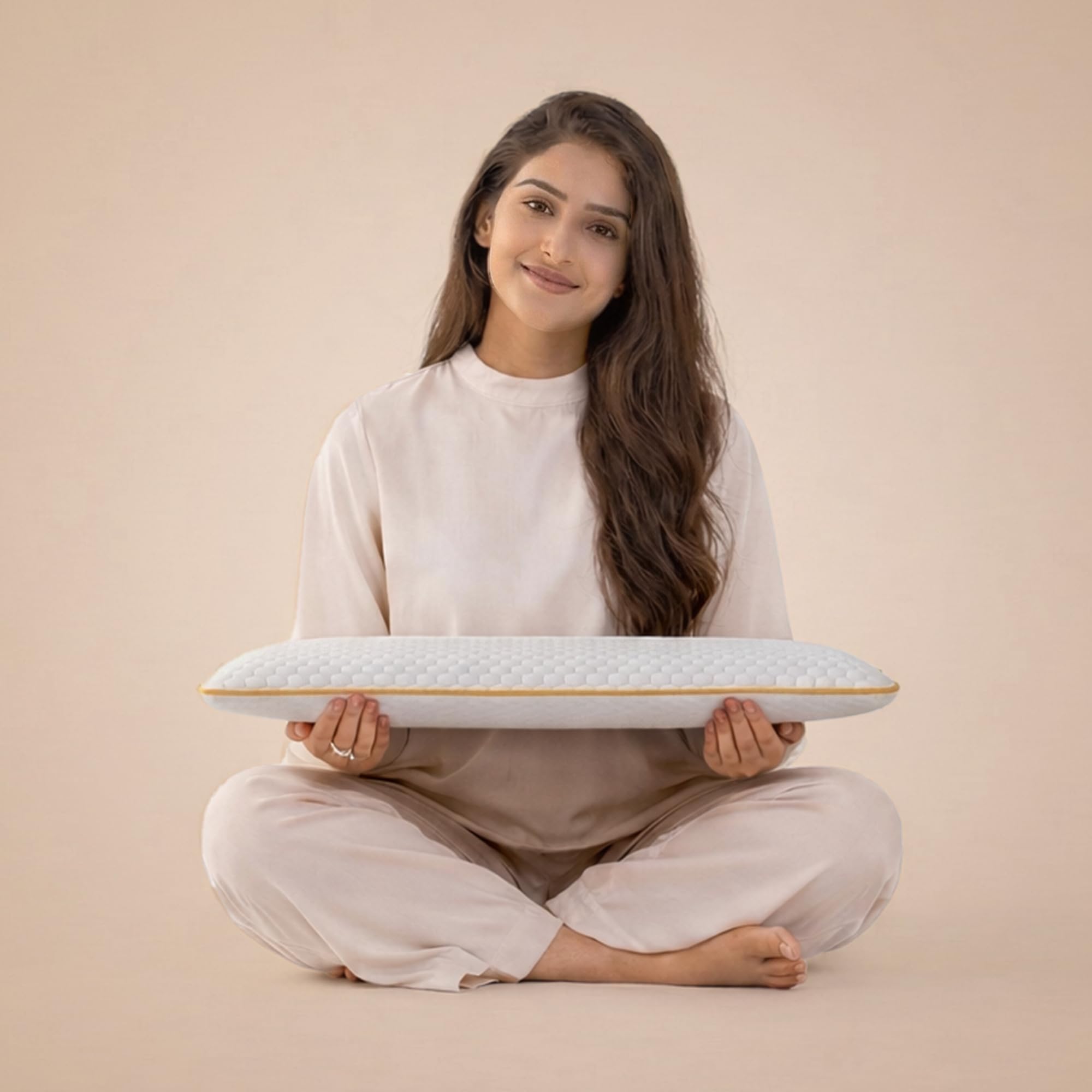 SleepyCat Slim Memory Foam Pillow | 2.5 Inch Thin Support Pillow for Spine Alignment & Pain-Relief | Premium Bamboo Zipper Cover (Standard Size, 24.5 X 15 inches, White)