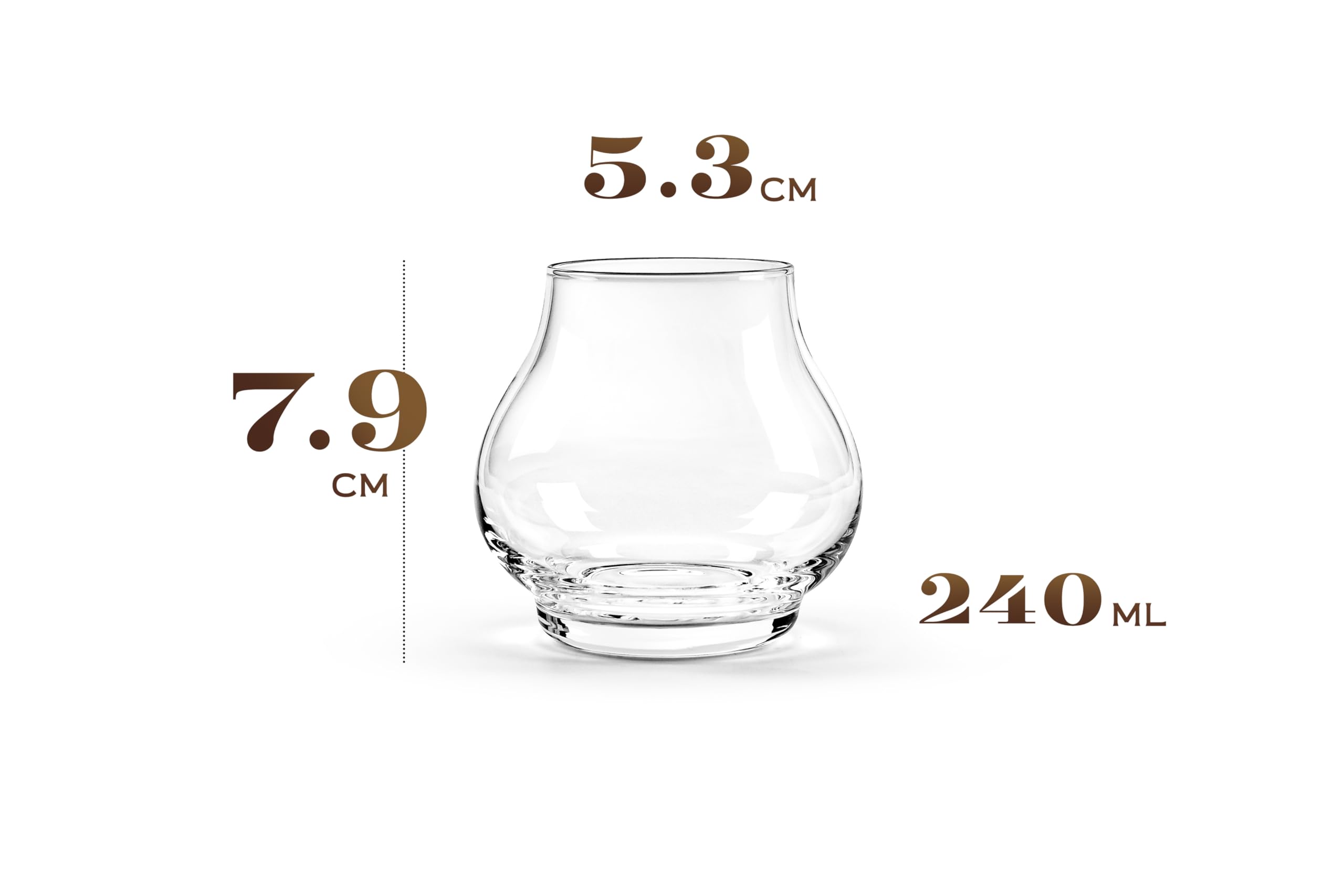 Petits Verres à Dégustation de Brandy, Cognac et Armagnac | 240 ml | Lot de 4 | Verres à Brandy Professionnels en Forme de Ballon pour Spiritueux Purs | Verres à Cognac sans Pied en Cristal