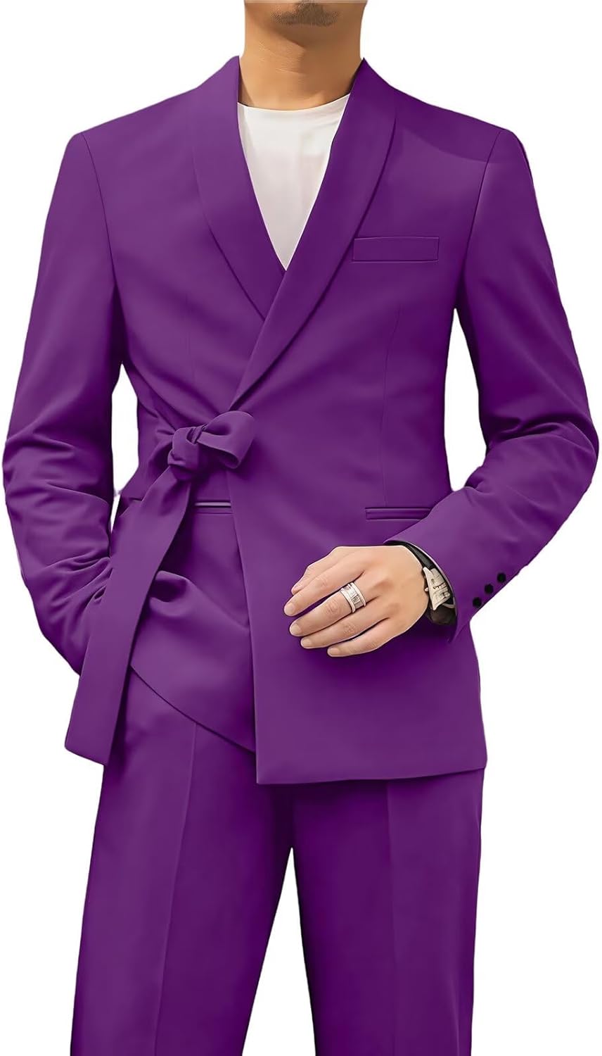 ORBITRAY Mens Suit 2 Piece Shawl Lapel Fit Suit for Men Formal Business Suit Wedding Groom Prom Tuxedo Dinner Party OB03