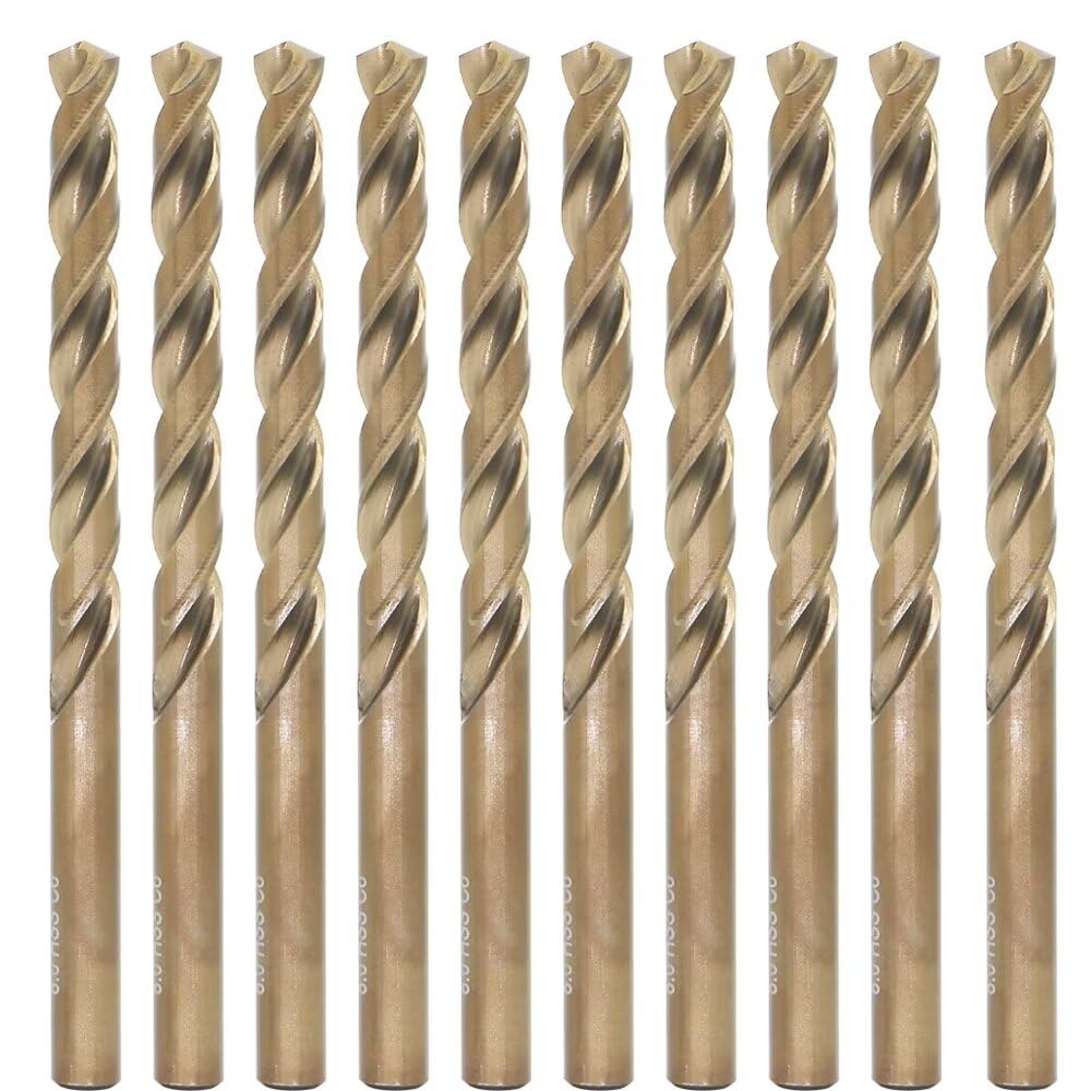Juego de brocas de cobalto M35, 8 mm, 10 piezas, para metales duros como acero inoxidable, hierro fundido, excepcional resistencia al calor, métrico 5% cobalto grado M35 HSS-CO, diseño de vástago