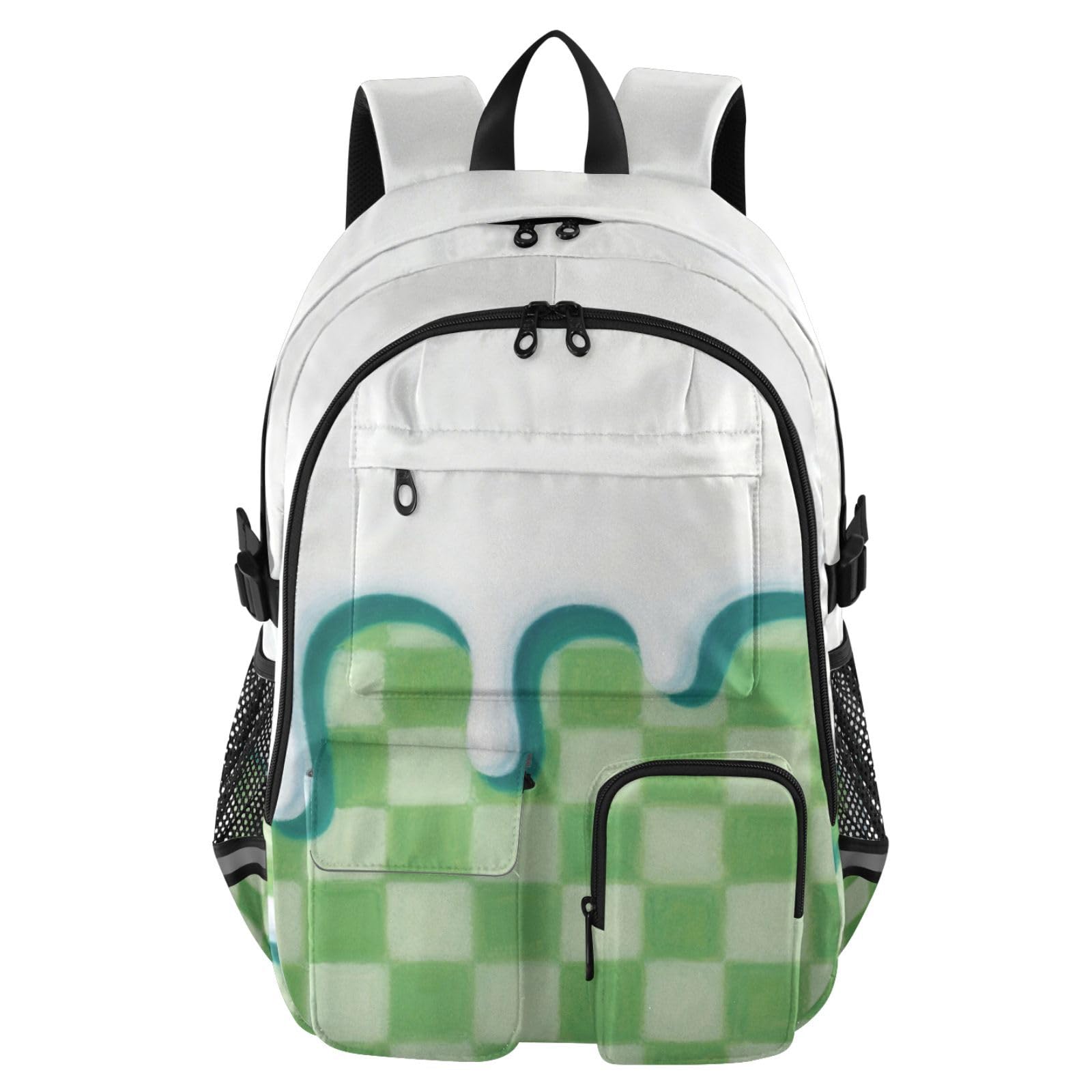 Mochila de viaje infantil cómoda de cuadros de helado verde anti dolores 8