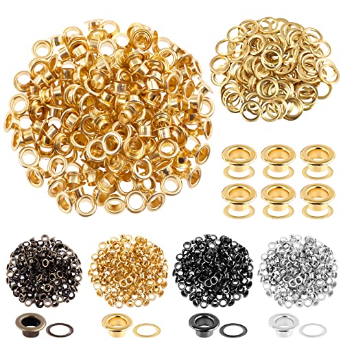 Oeillet en métal 6mm doré kit de 200 pièces pour toile rideaux et vêtements