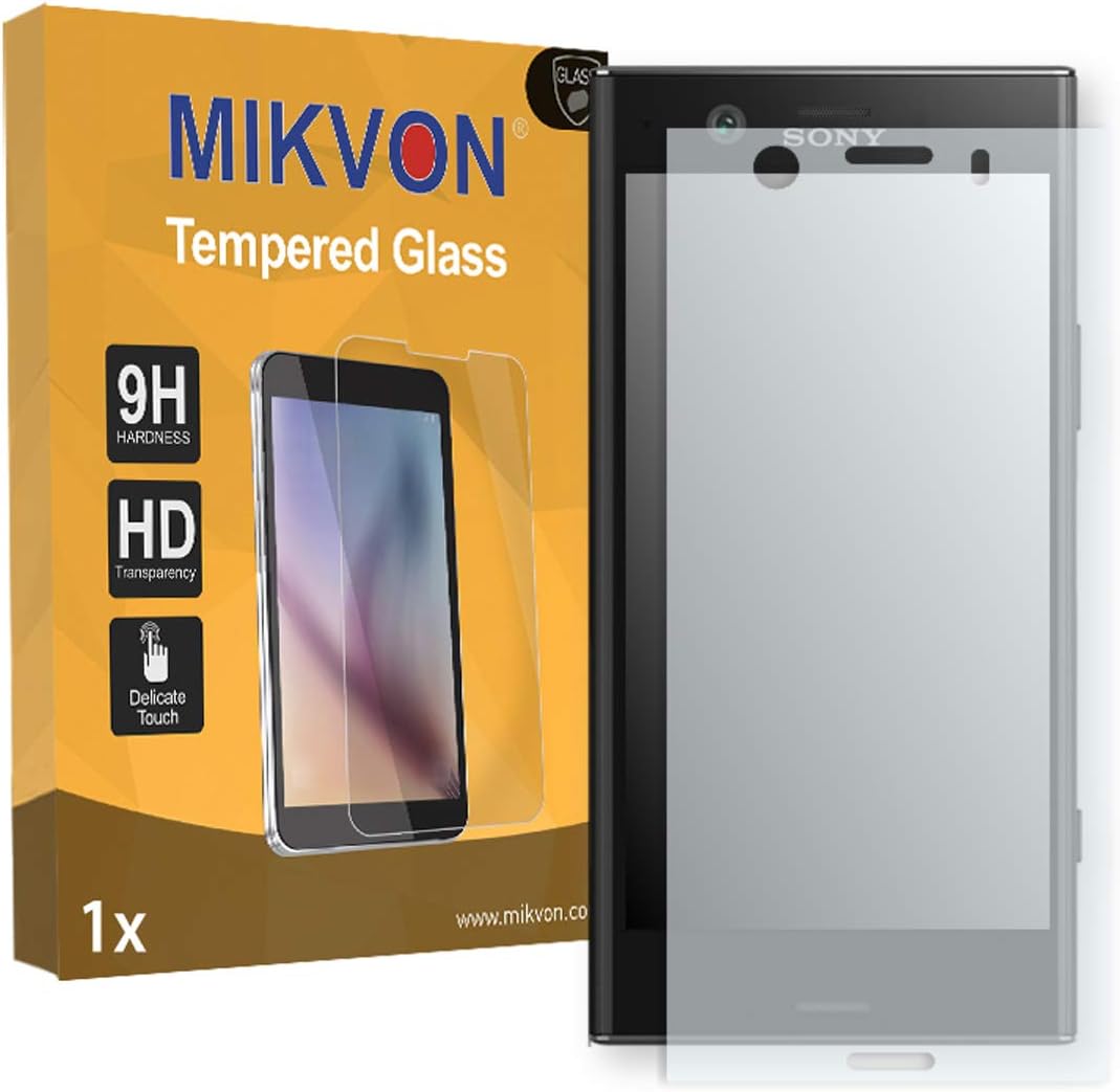 MIKVON 1x Flexible Tempered Glass 9H for Sony Xperia XZ1 Compact Glassfilms Screen Protector - Retail Package with Accessories (Reduced foil)