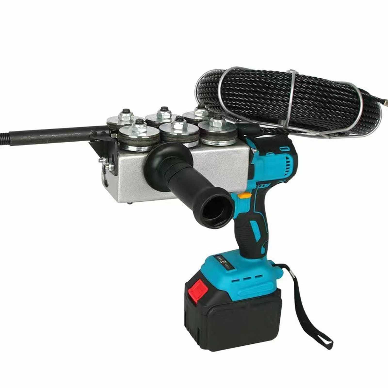 Wire Stringing Machine, Wire Threading Machine, 6-Wheel Drive Cordless Electric Cable Puller with Stepless Speed Control, Automatic Wire Puller Tool for Construction Hydropower Network Communication