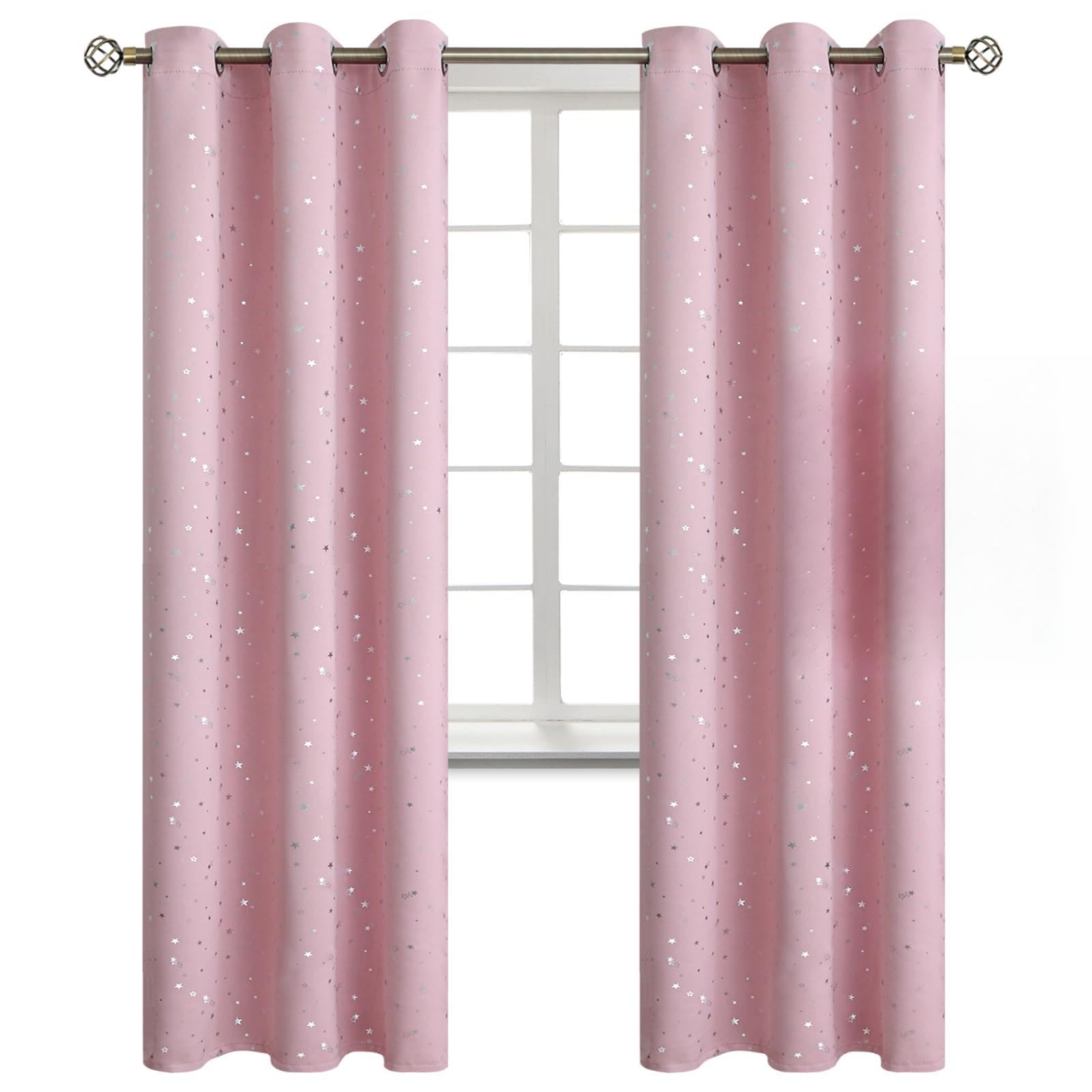 BGment Baby Pink Blackout Curtains for Kids Bedroom 84 Inch Long - 2 Panels