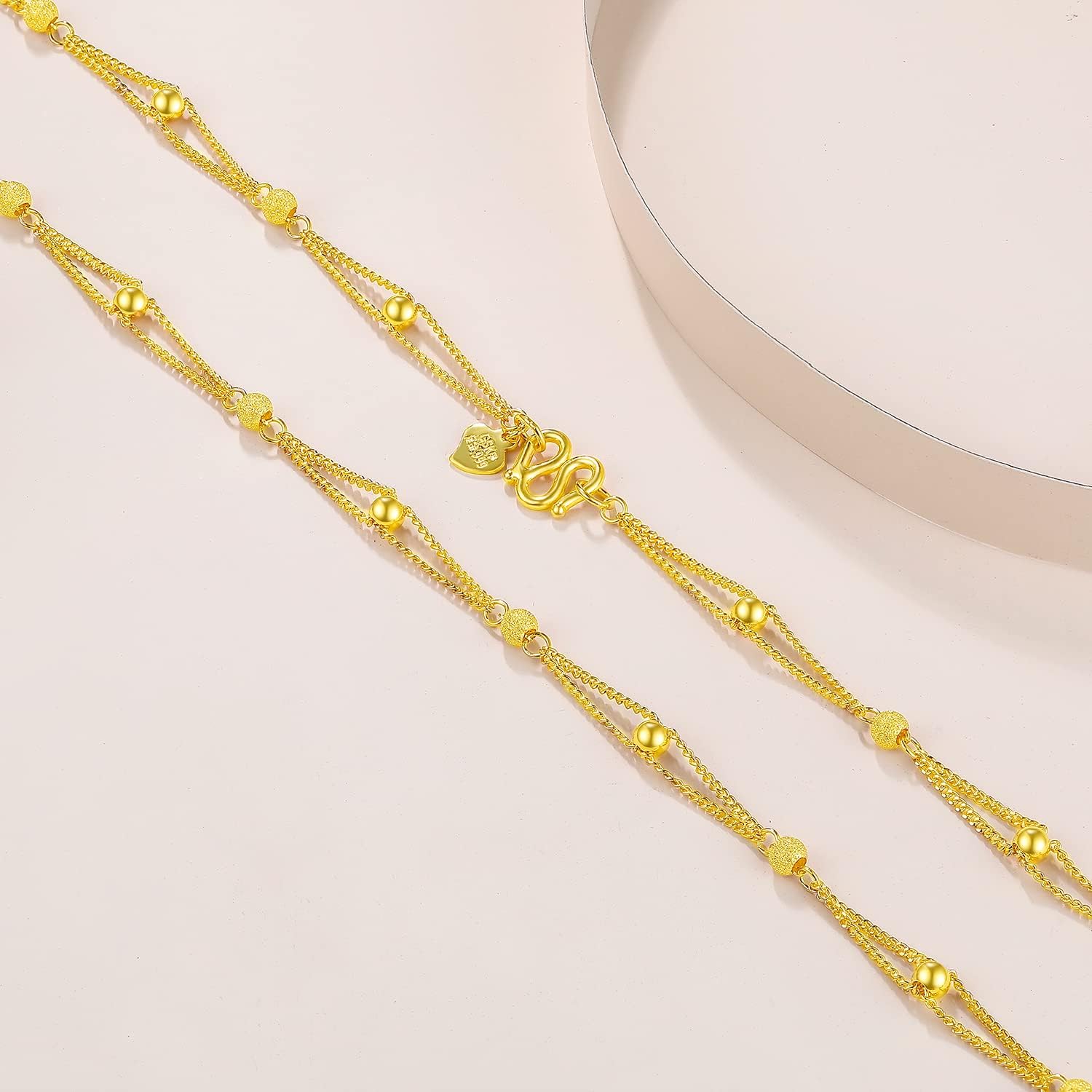 24K Solid Gold Necklace for Women, Real Pure Gold Jewelry Dainty Oval Clip Link Chain Necklace for Men Girlfriend - Image 5