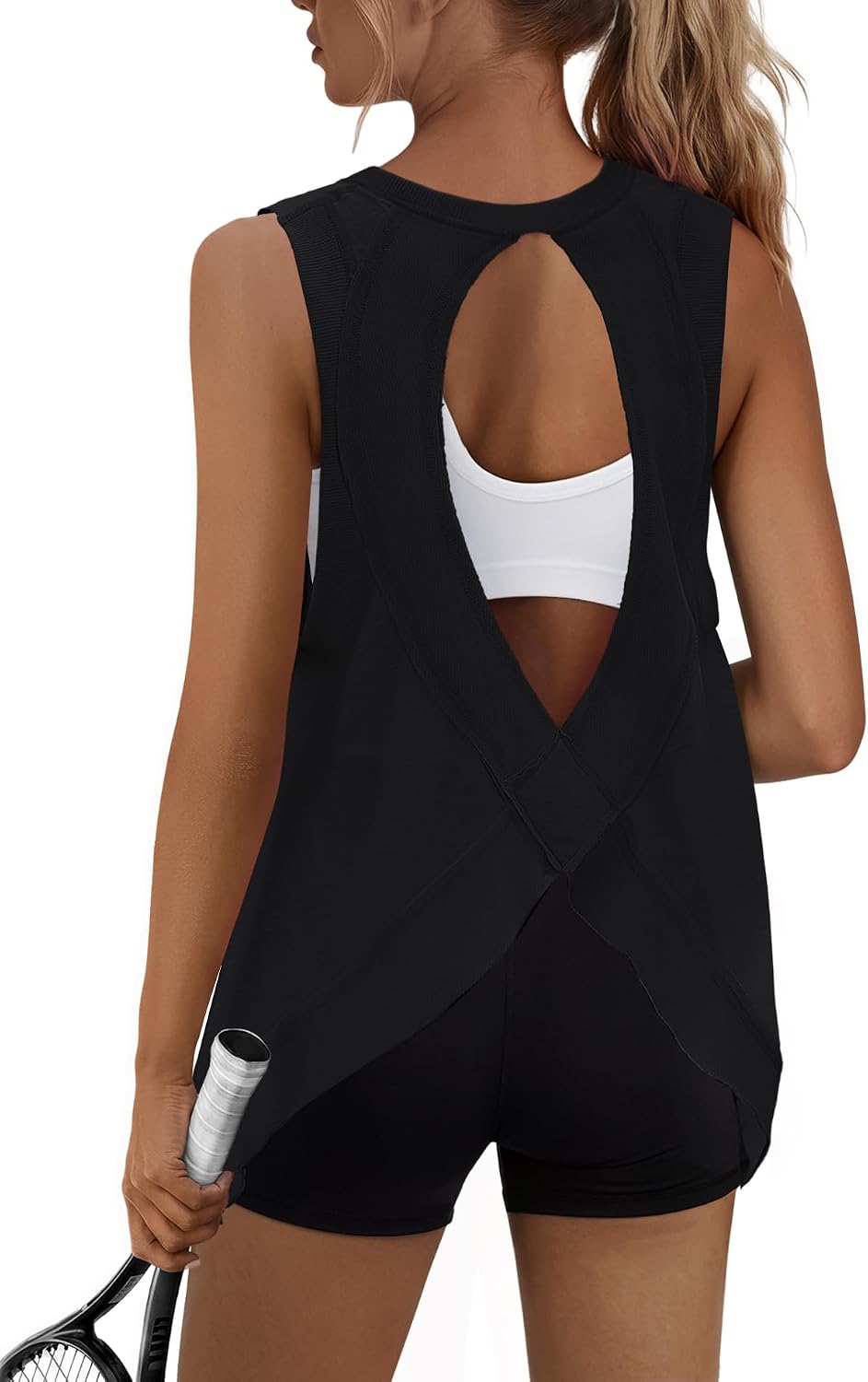 Panadila Womens Open Back Tops Slouchy Athletic Shirts
